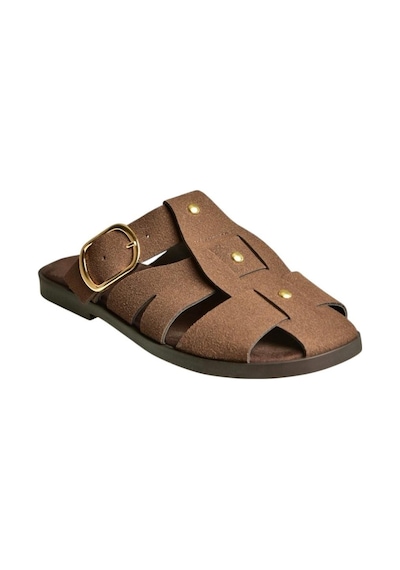 Fox Shoes U458334202 Kahverengi Süet Önü Kapalı Kadın Terlik Kahverengi-süet