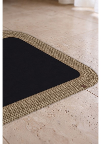 Banyo Paspası Takımı 70x110+50x70 Cm Düz Siyah & Hasır Siyah - Hasır