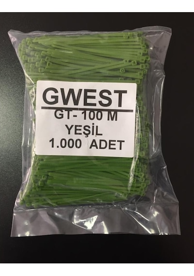 Gwest 2,5X100Mm. (10Cm.) Yeşil Renk Plastik Kablo Bağı 1000 Adet (383634281)