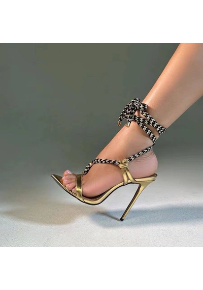 Moopi- Zarif İpli Gold 11cm Topuk