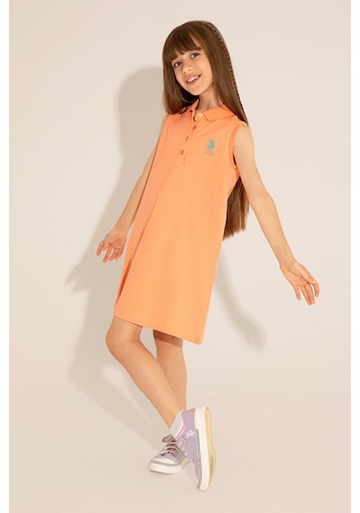 U.S. Polo Assn. Kız Çocuk Polo Yaka Kolsuz Örme Elbise 50289282-vr047 Çok Renkli