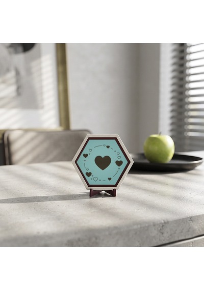 Sevgi Dolu Tasarımıyla Dikkat Çeken Kalp Hareli Masaüstü Süsü Çalışma Masanızda Modern Ve Şık Bir Görünüm Sunan Dekoratif Obje 10x10 Cm, Turkuaz
