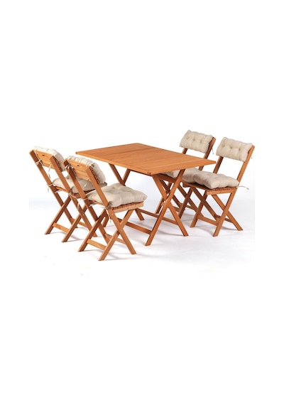 4+1 Minderli Balkon Bahçe Mutfak Bistro Set Katlanır Masa-sandalye 120x70 Ahşap