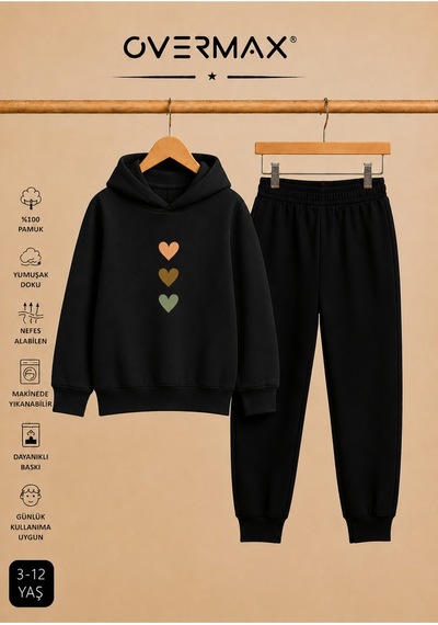 Overmax Çocuk Sevimli Kalpler Baskılı Kapüşonlu Sweatshirt & Eşofman Altı Takım 3-12 Yaş Siyah Üst-siyah Alt - 918536770 Siyah Üst-siyah Alt Overmax Çocuk Sevimli Kalpler Baskılı Kapüşonlu Sweatshirt & Eşofman Altı Takım 3-12 Yaş Siyah Üst-siyah Alt - 918536770 Siyah Üst-siyah Alt