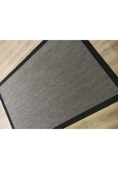 Çam Halı Sisal 9715 Gri / Siyah Bordürlü Jüt Sisal Kilim - 160x160