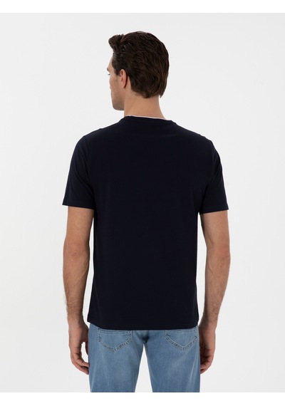 Lacivert Regular Fit Cepli T-shirt