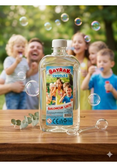 Bayrak Bubbles Baloncuk Likiti 500 Ml Büyük Boy Özel Formüllü, Leke Yapmayan Dev Baloncuk Suyu