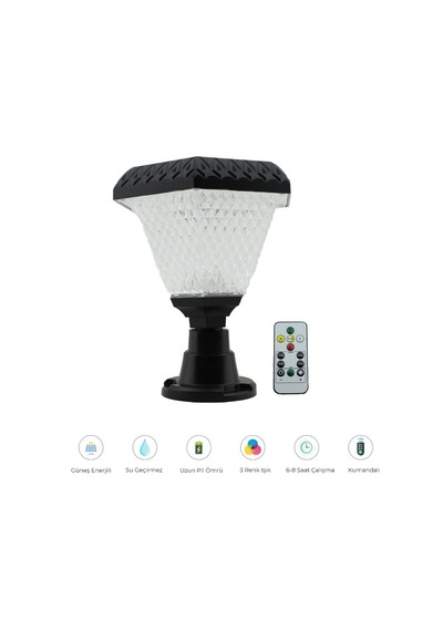 30w Solar Kristal Bahçe Aydınlatması 3 Renk Işık - Kumandalı
