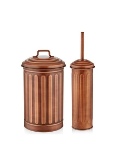 The Mia Çöp Kovası & Tuvalet Fırçası Seti Bakır Glv0646