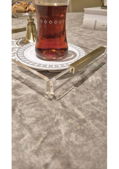 Agbtend Gold Lıne Tray -s- Dekorasyon Ve Sunum Tepsisi Şeffaf