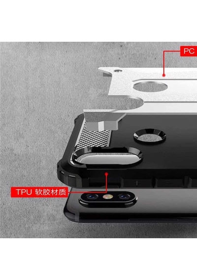 Noktaks - Xiaomi Uyumlu Xiaomi Mi A2 Lite - Kılıf Çift Katman Zırh Tank Crash Military Kapak - Gold T6481 Gold
