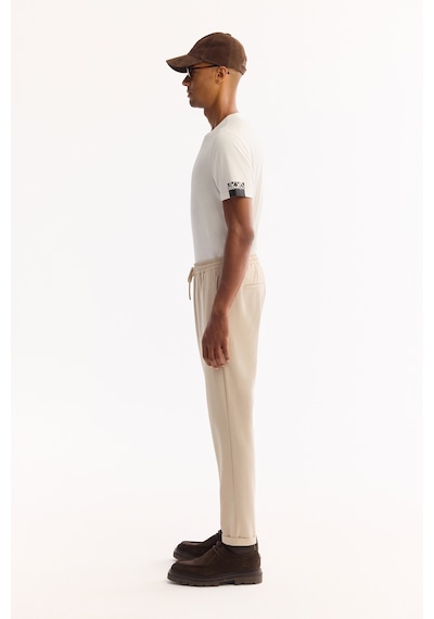 Avva Erkek Bej Beli Lastikli Bağcıklı Duble Paça Jogger Relaxed Fit Pantolon E003000