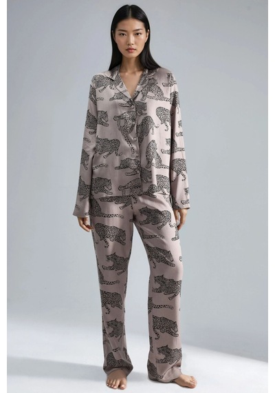 Hiccup Leopar Desenli Uzun Kollu Pijama Takımı Allık Pembe