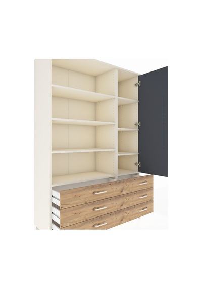 Hyperion Dolap 8 Raflı 6 Çekmeceli Tek Kapaklı 132x44x195 Aytaşı-antrasit/çam Antrasıt/atlas Çam Hyperion Dolap 8 Raflı 6 Çekmeceli Tek Kapaklı 132x44x195 Aytaşı-antrasit/çam Antrasıt/atlas Çam