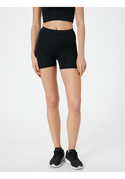 Koton Spor Kısa Tayt Standart Bel Slim Fit Siyah 4sak40256nk