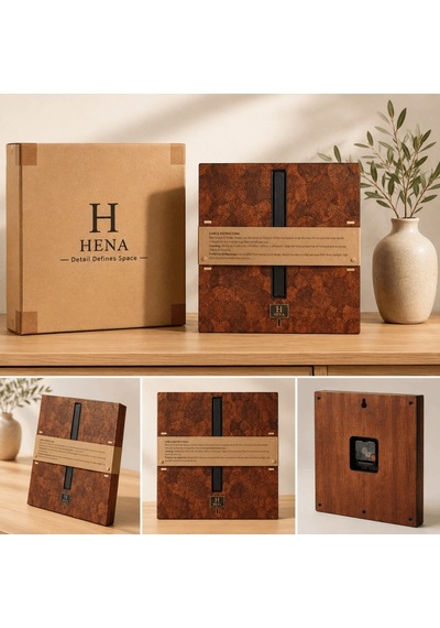 Hena Collection Doğal Maun Ahşap Kaplama Duvar Saati
