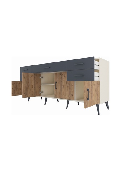 Hyperion Konsol Tek Raflı 5 Çekmeceli 4 Kapaklı 176x44x83 Aytaşı-çam/antrasit Çam/antrasit Hyperion Konsol Tek Raflı 5 Çekmeceli 4 Kapaklı 176x44x83 Aytaşı-çam/antrasit Çam/antrasit