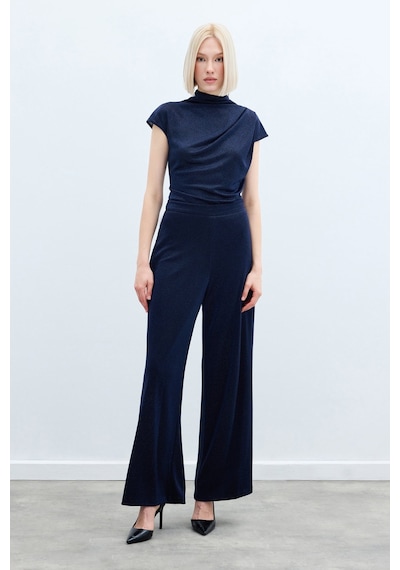Sateen Simli Salaş Pantolon - Lacivert-135390 Lacivert