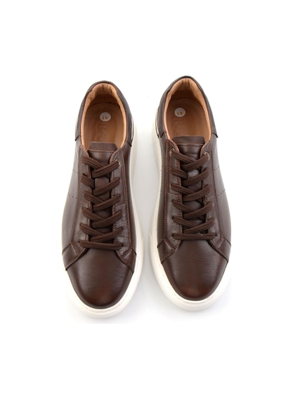 Kahve Hakiki Deri Erkek Sneaker E01595327543 Kahve
