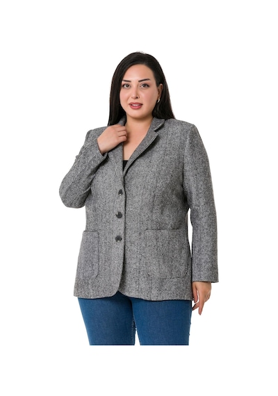 Disentis Büyük Beden Cepli Balıksırtı Blazer Astarlı Ekru Ceket-ekru Ekru