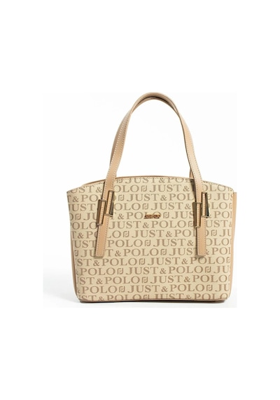 Just Polo Kadın Monogram Baskılı El Ve Omuz Çantası 232066mh Vizon Kombin