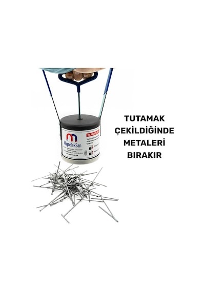 Ø90x200 Mm Ferrit Mıknatıslı Çek Bırak El Mıknatısı 7 Kg Plastik Saplı İnşaat Çivisi Vida Metal Toplama Mıknatısı 16lbs