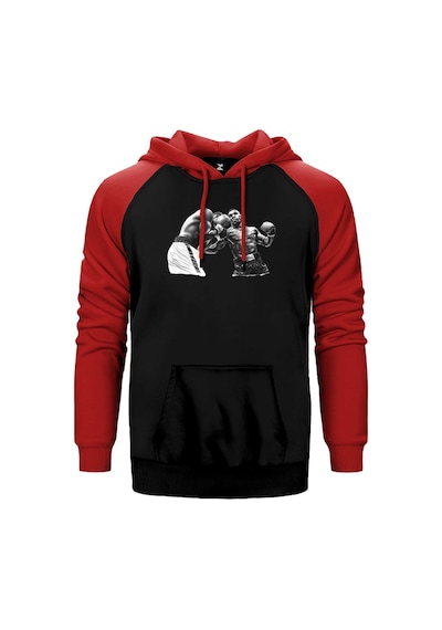 Mike Tyson Art Of Fight Kırmızı Renk Reglan Kol Kapşonlu Sweatshirt Kırmızı