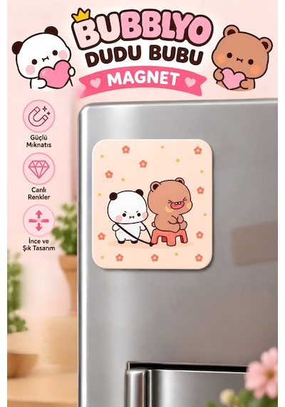 Dudu Bubu Dekoratif Buzdolabı Magneti 6x6 Cm Sevimli Tasarım Krem