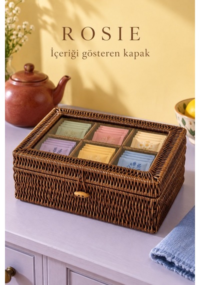Rosıe 6 Bölmeli Kapaklı Çay Saklama Kutusu Karışık