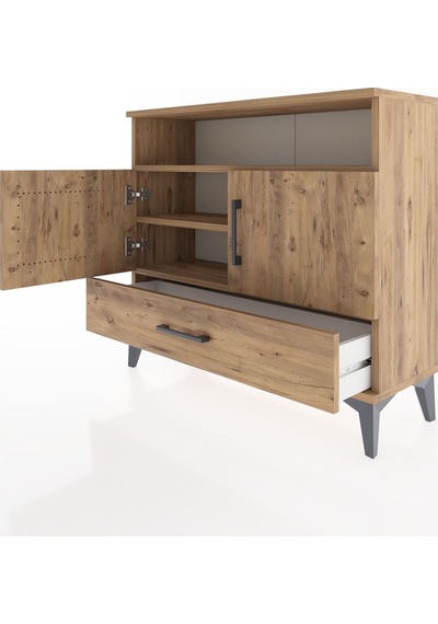 Arges Şifonyer 3 Raflı Tek Çekmeceli 2 Kapaklı 88x30x80 Çam-çam Atlas Çam