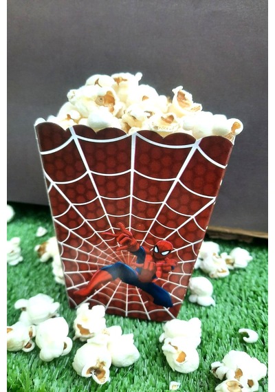 8'li Örümcek Adam Mısır Kutusu - Popcorn Kutusu - Doğum Günü İkram Hediye - Orta Boy Standart
