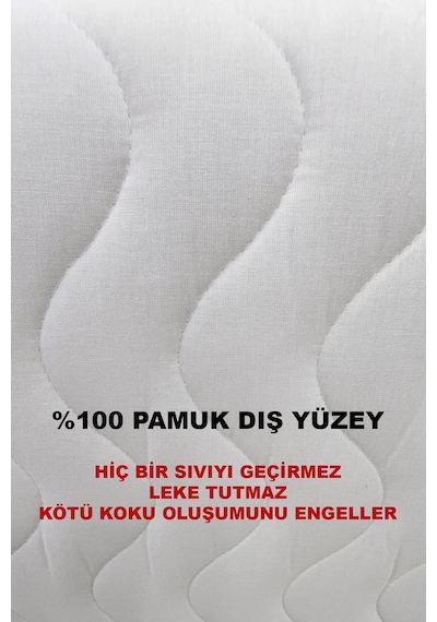 %100 Pamuk Sıvı Geçirmez Yatak Koruyucu Cotton Box Lastikli Alez Beyaz