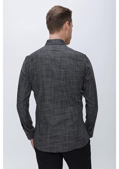 Efor Gk 662 Slim Fit Siyah Klasik Gömlek Siyah