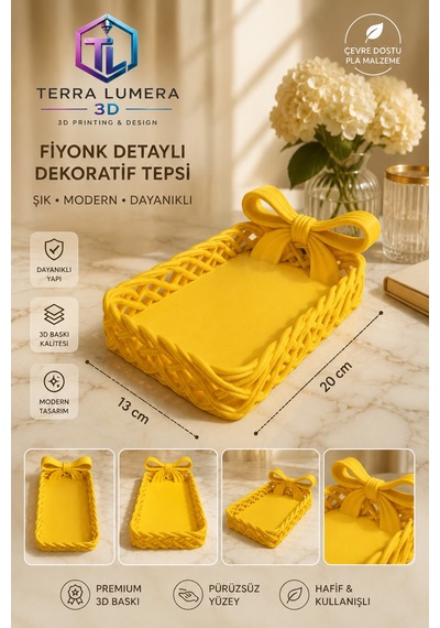 Şık Fiyonk Dekoratif Makyaj Organizer Tepsisi 3d