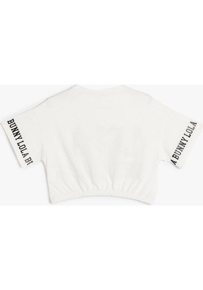 Koton Crop Lola Bunny Tişört Lisanslı Beli Lastikli Ekru 4skg10066ak Ekru