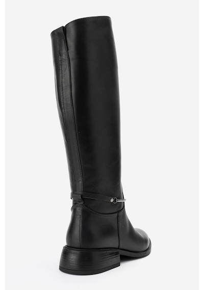 Luvishoes Ansel Siyah Cilt Hakiki Deri Bilek Kayışlı Kadın Binici Çizme Siyah