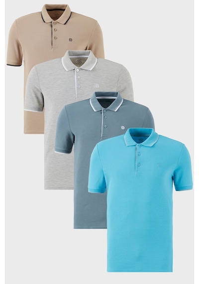 Buratti Pamuklu Slim Fit Şerit Detaylı Düğmeli Polo Yaka 4'Lü Paket Erkek T Shirt 5902118S4 Gri Melanj-Aquamavi-Mavi-Vizon Buratti Pamuklu Slim Fit Şerit Detaylı Düğmeli Polo Yaka 4'Lü Paket Erkek T Shirt 5902118S4 Gri Melanj-Aquamavi-Mavi-Vizon