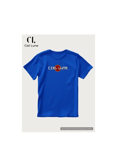 Nevermınd Unisex Optic Line Ciel Lune - Oversize Tişört Mavi Mavi