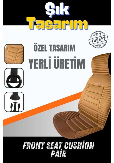 Sırt Dayamalı Araba Koltuk Minderi Ön İkili Set Taba Taba