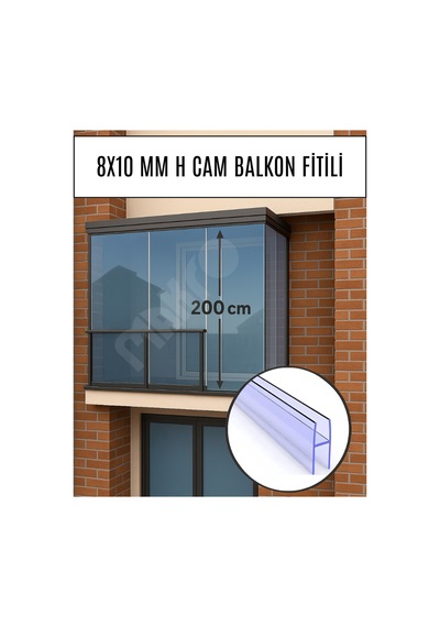 8 X 10 Mm Büyük H Cam Balkon Şeffaf Fitil 4 Adet 200 Cm 2 M