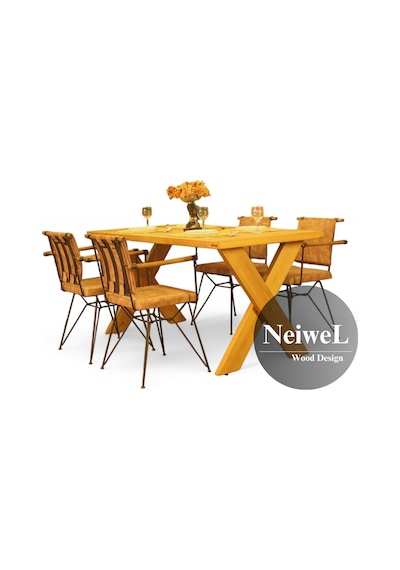 Neiwel Garden Aksa Doğal Ahşap Bahçe Yemek Masası-70-100 Açık Ceviz