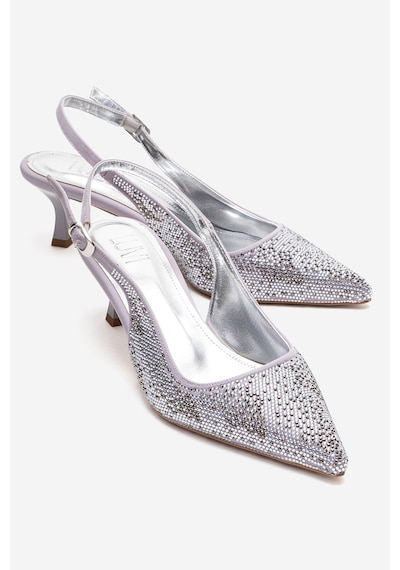 Luvishoes Nella Gümüş Taşlı Kadın Topuklu Ayakkabı Gümüş