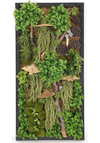 Yapay Çiçek Deposu Ahşap Panoda Bitki Duvar Sukulent Bahçesi Tablo 50 Cm X 100 Cm