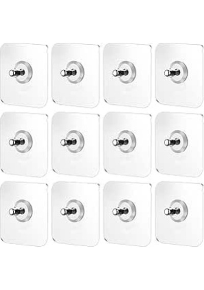 Kendinden Yapışkanlı Vida, 20'li Set, 6 Kg Taşıma Kapasiteli, 60x60mm Şeffaf Siyah