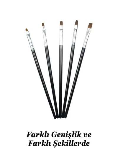 5 Adet Protez Tırnak Jel Fırçası Nail Art Fırça Seti Builder Jel Ve Poly Jel Fırçası Siyah