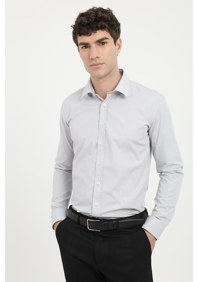Dufy Erkek Slim Fit Uzun Kol Gri Gömlek-26098