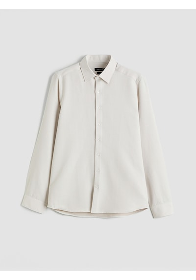 Lcw Busıness Bej Slim Fit Armürlü Erkek Gömlek