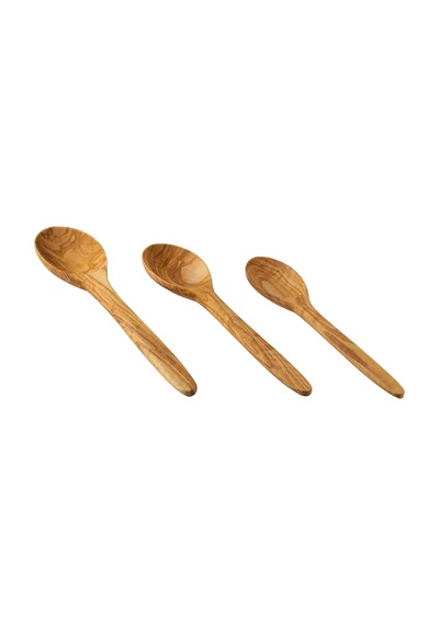 Ayrex El Yapımı Zeytin Ağacı Mutfak Seti 3 Parça Tahta Kaşık / Doğal Ahşap / 30 Cm