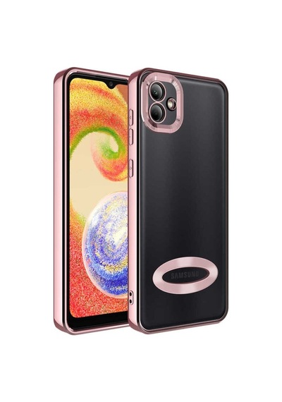 Galaxy A03 Kılıf Kamera Korumalı Logo Gösteren Zore Omega Kapak Rose Gold