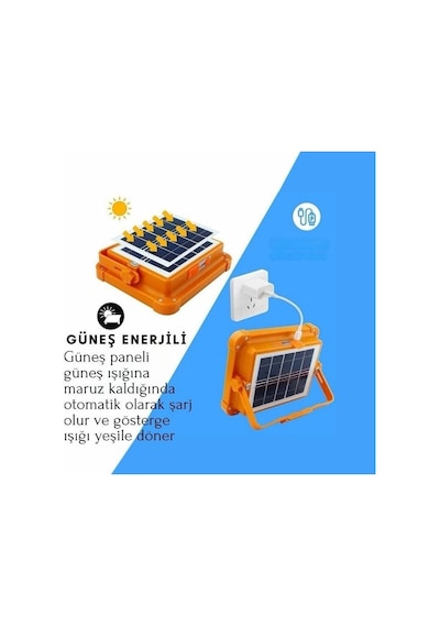 200w 4 Kademeli Solar Enerjili Taşınabilir Projektör Kamp Lambası Ip66